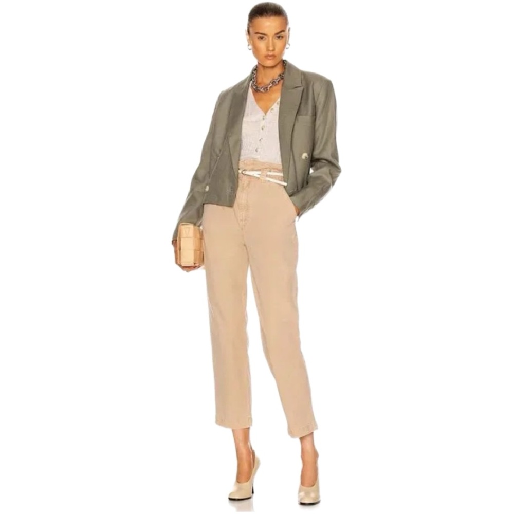 MOTHER The Yoyo Ruffle Greaser Ankle Wash Killing Time Pants Khaki Size 24